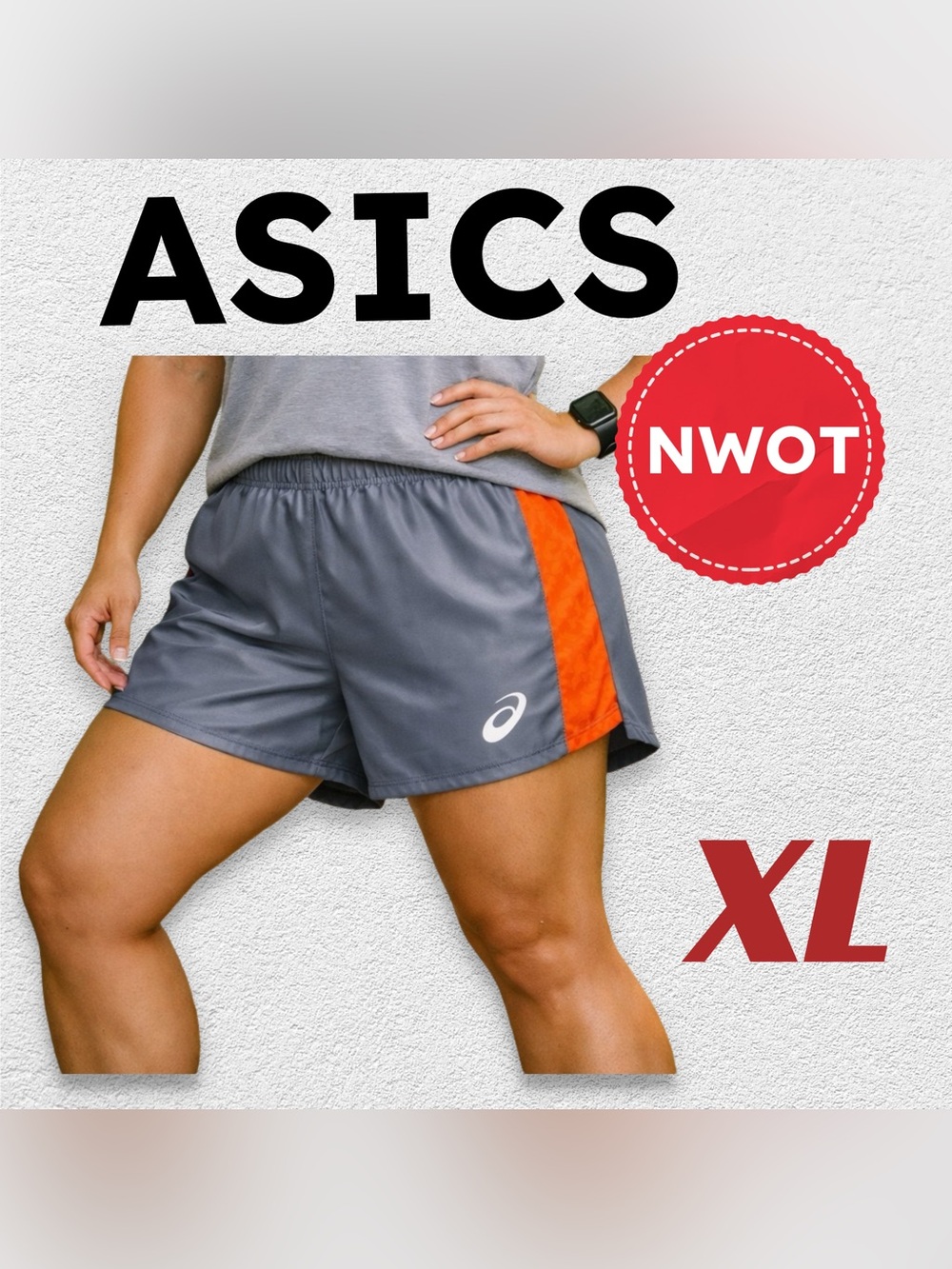 🇯🇵🆕NWOT ASICS | XL | Sporty  gray & orange lightweight active shorts